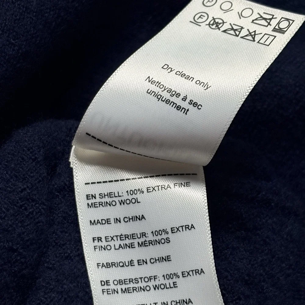 UNTUCKIT Men Frappato Shark Merino Wool Pullover Sweater Sz XL Navy Blue 4-9